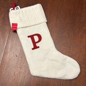 Target/Wondershop White Monogram P Stocking